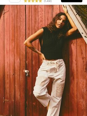 We the Free Moxie Paint Fleck Cotton Utility Pants NWOT